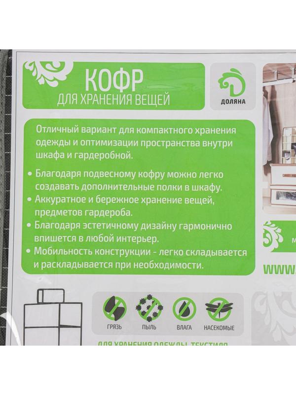 Кофр подвесной Доляна «Кло», 4 отделения, 30×30×80 см, цвет чёрный