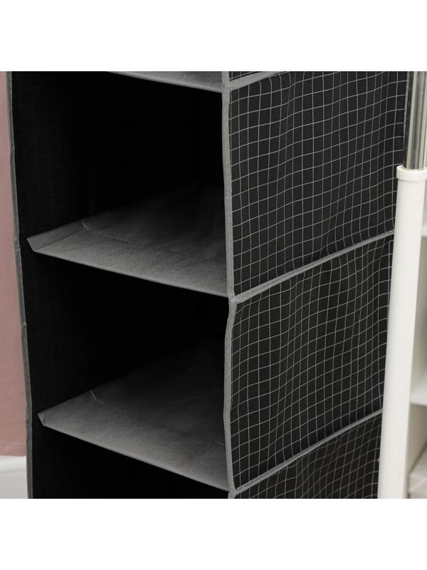 Кофр подвесной Доляна «Кло», 4 отделения, 30×30×80 см, цвет чёрный