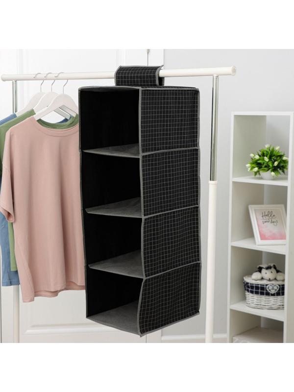 Кофр подвесной Доляна «Кло», 4 отделения, 30×30×80 см, цвет чёрный