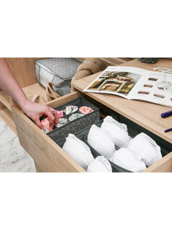 Органайзер для хранения белья Доляна «Фора», 7 отделений, 34×30,5×10 см, цвет серый