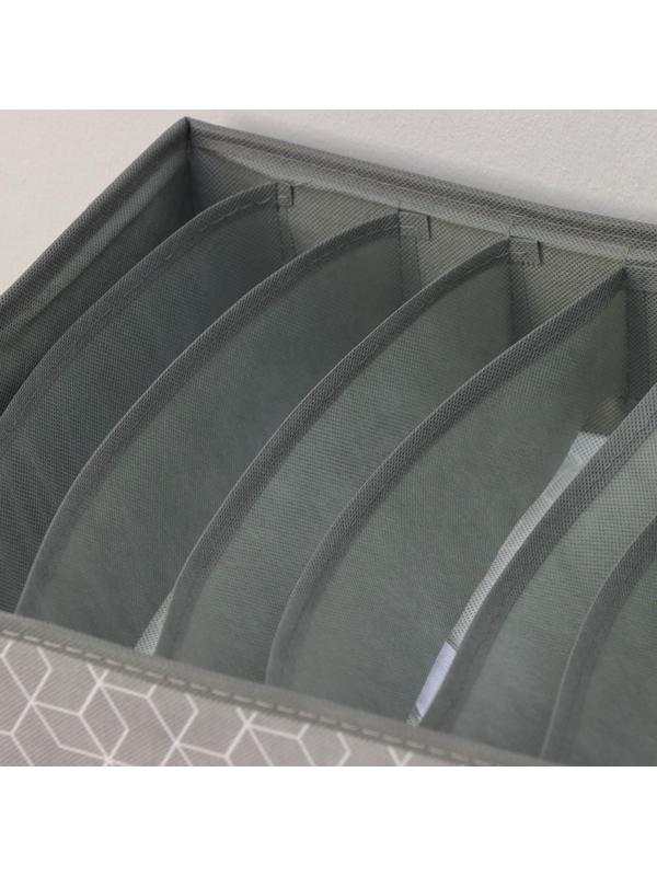 Органайзер для хранения белья Доляна «Фора», 7 отделений, 34×30,5×10 см, цвет серый