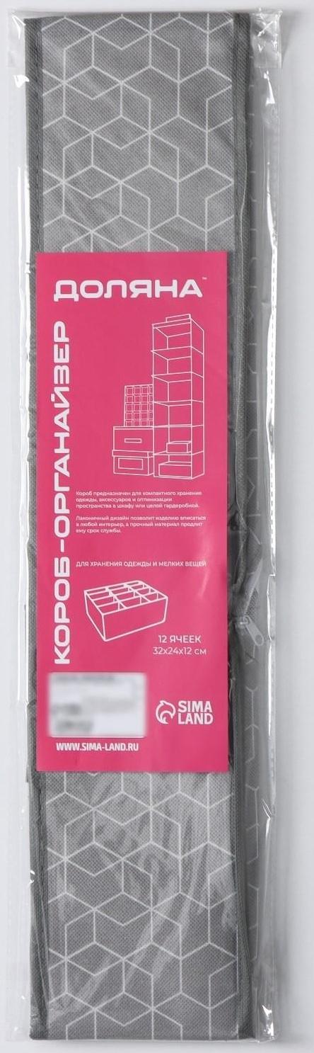 Органайзер для хранения белья Доляна «Фора», 12 отделений, 32×24×12 см, цвет серый
