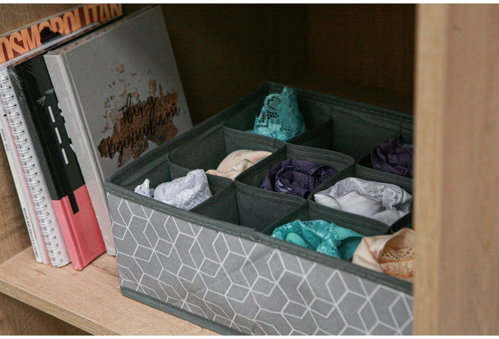 Органайзер для хранения белья Доляна «Фора», 12 отделений, 32×24×12 см, цвет серый