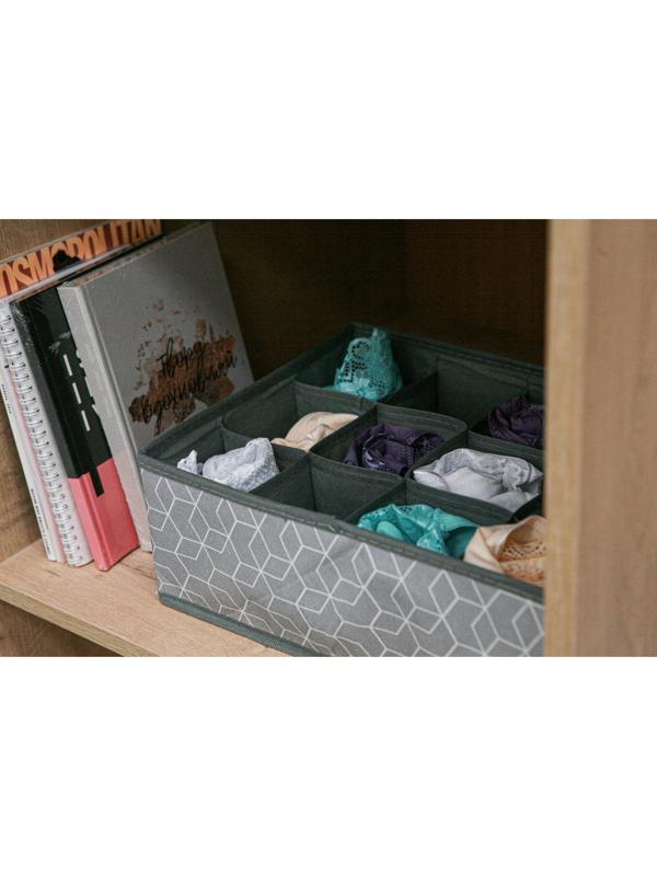 Органайзер для хранения белья Доляна «Фора», 12 отделений, 32×24×12 см, цвет серый