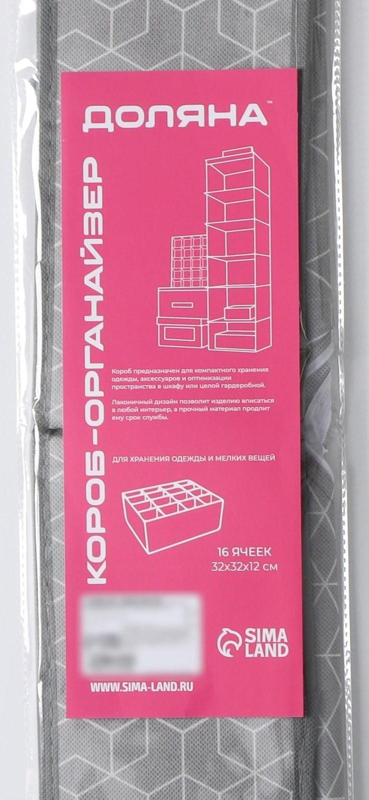 Органайзер для хранения белья Доляна «Фора», 16 отделений, 32×32×12 см, цвет серый