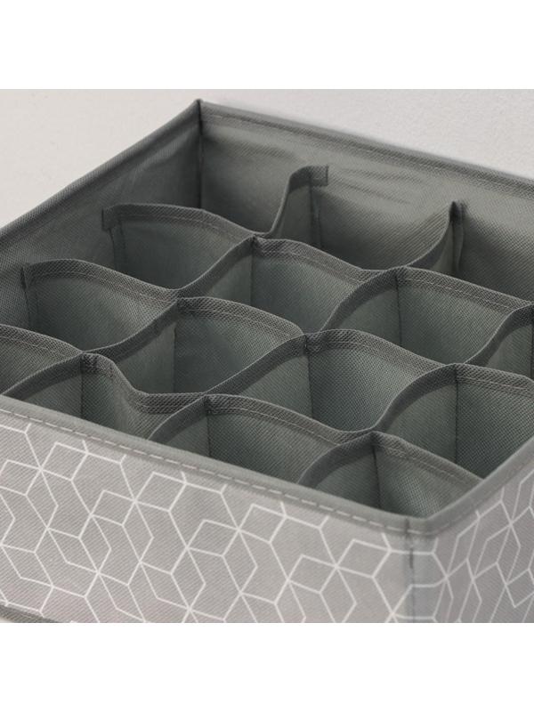 Органайзер для хранения белья Доляна «Фора», 16 отделений, 32×32×12 см, цвет серый