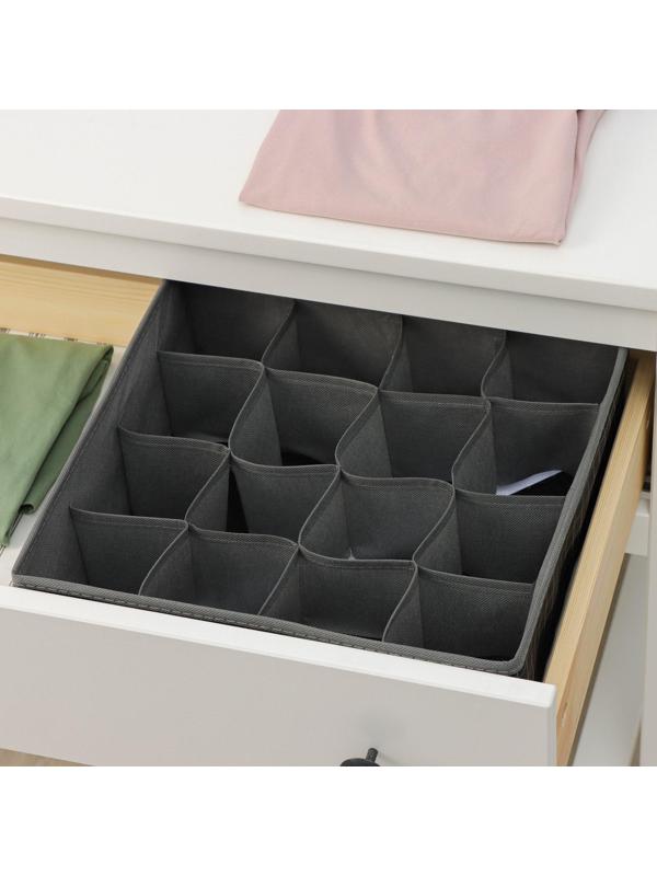 Органайзер для хранения белья Доляна «Фора», 16 отделений, 32×32×12 см, цвет серый
