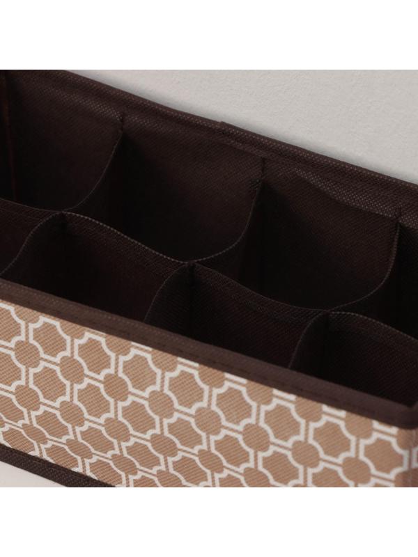 Органайзер для хранения белья Доляна «Браун», 8 отделений, 28×14×10 см, цвет коричневый