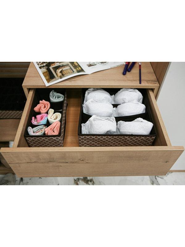 Органайзер для хранения белья Доляна «Браун», 7 отделений, 34×30,5×10 см, цвет коричневый