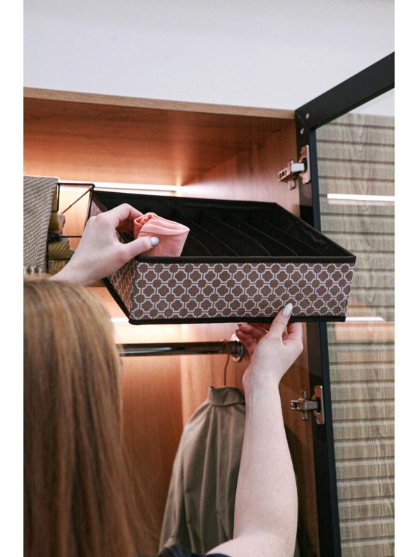 Органайзер для хранения белья Доляна «Браун», 7 отделений, 34×30,5×10 см, цвет коричневый