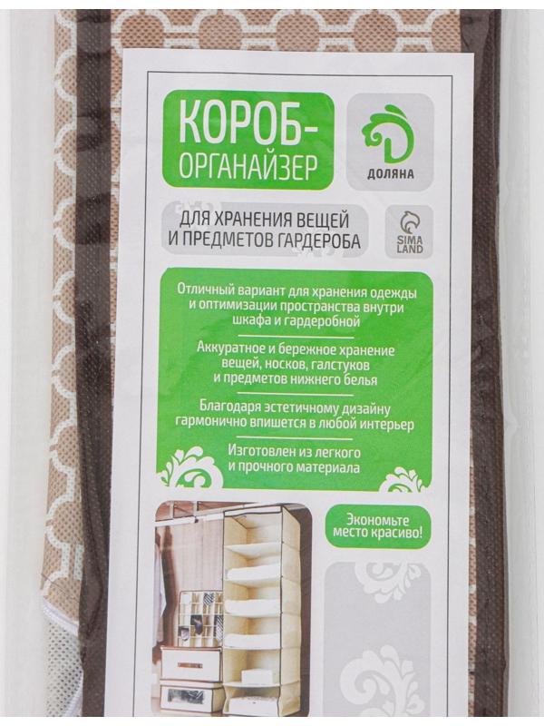 Органайзер для хранения белья Доляна «Браун», 12 отделений, 32×24×12 см, цвет коричневый