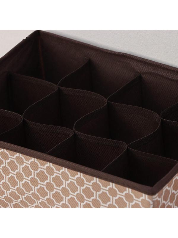 Органайзер для хранения белья Доляна «Браун», 12 отделений, 32×24×12 см, цвет коричневый