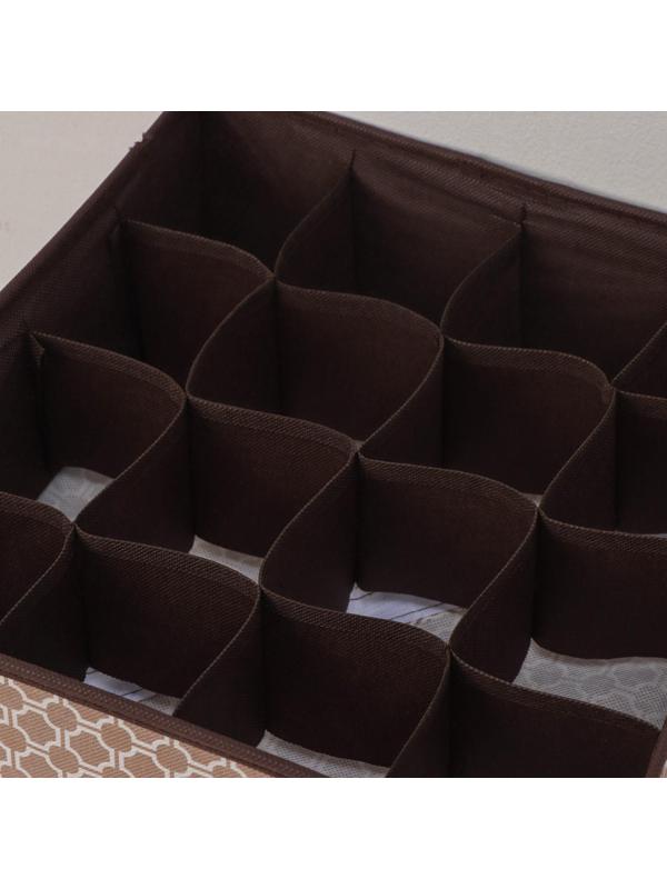 Органайзер для хранения белья Доляна «Браун», 16 отделений, 32×32×12 см, цвет коричневый