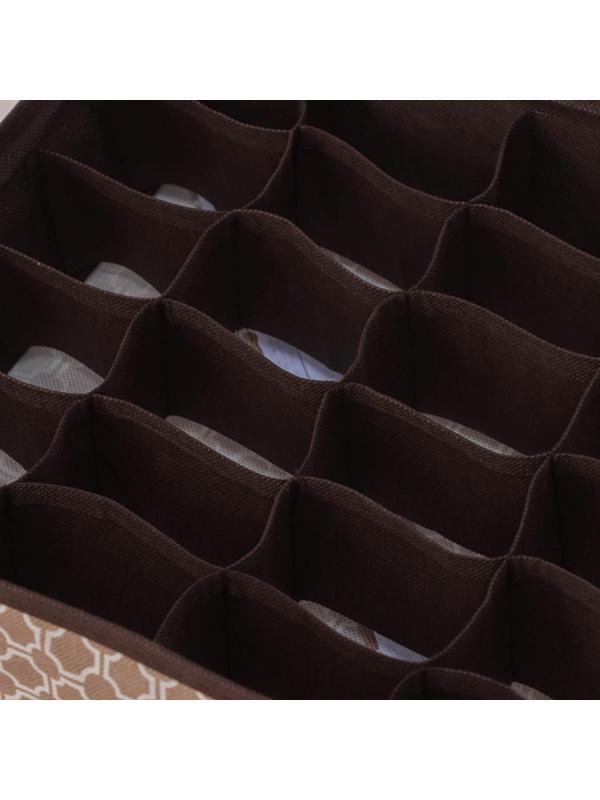 Органайзер для хранения белья Доляна «Браун», 24 отделения, 30×33×10 см, цвет коричневый