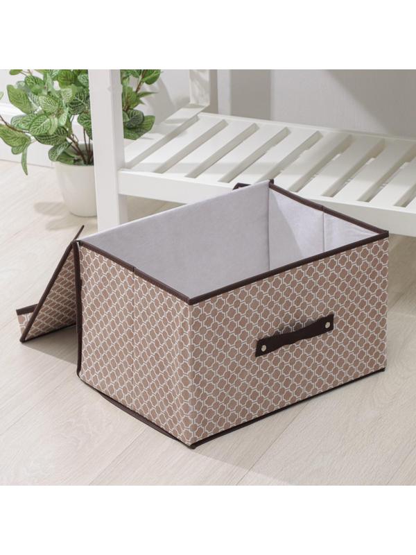 Короб стеллажный для хранения с крышкой Доляна «Браун», 40×30×25 см, цвет коричневый