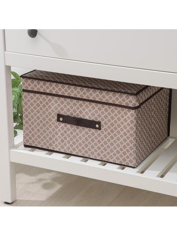 Короб стеллажный для хранения с крышкой Доляна «Браун», 40×30×25 см, цвет коричневый