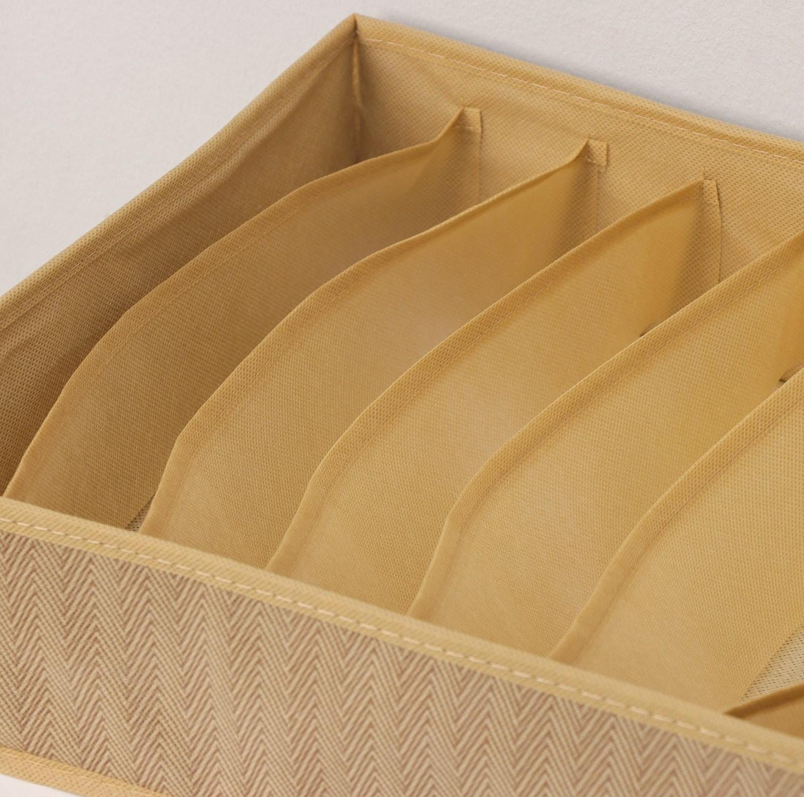 Органайзер для хранения белья Доляна «Гусиная лапка», 7 отделений, 34×30,5×10 см, цвет бежевый