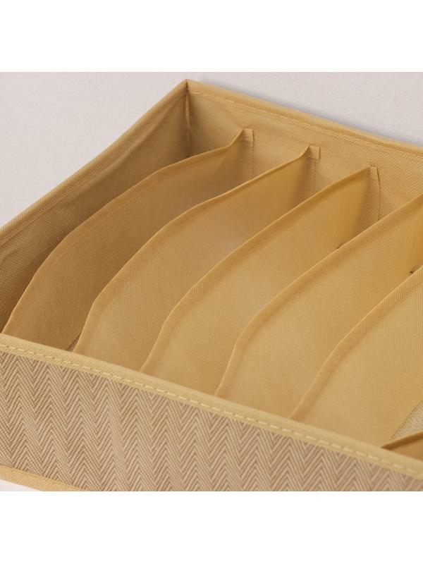 Органайзер для хранения белья Доляна «Гусиная лапка», 7 отделений, 34×30,5×10 см, цвет бежевый