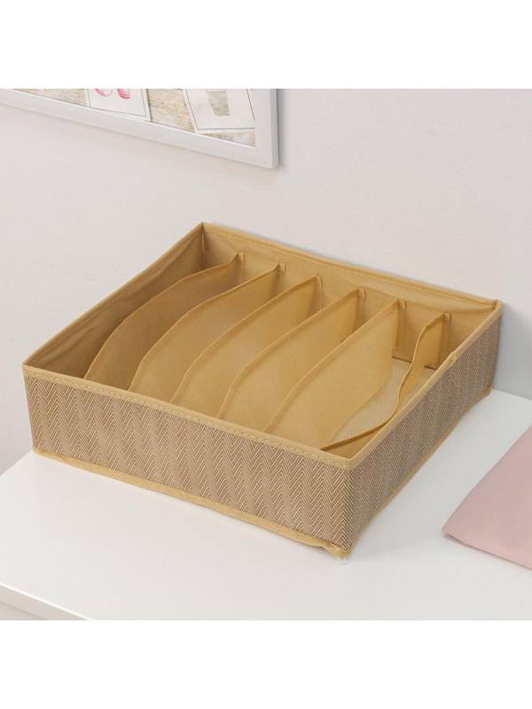 Органайзер для хранения белья Доляна «Гусиная лапка», 7 отделений, 34×30,5×10 см, цвет бежевый