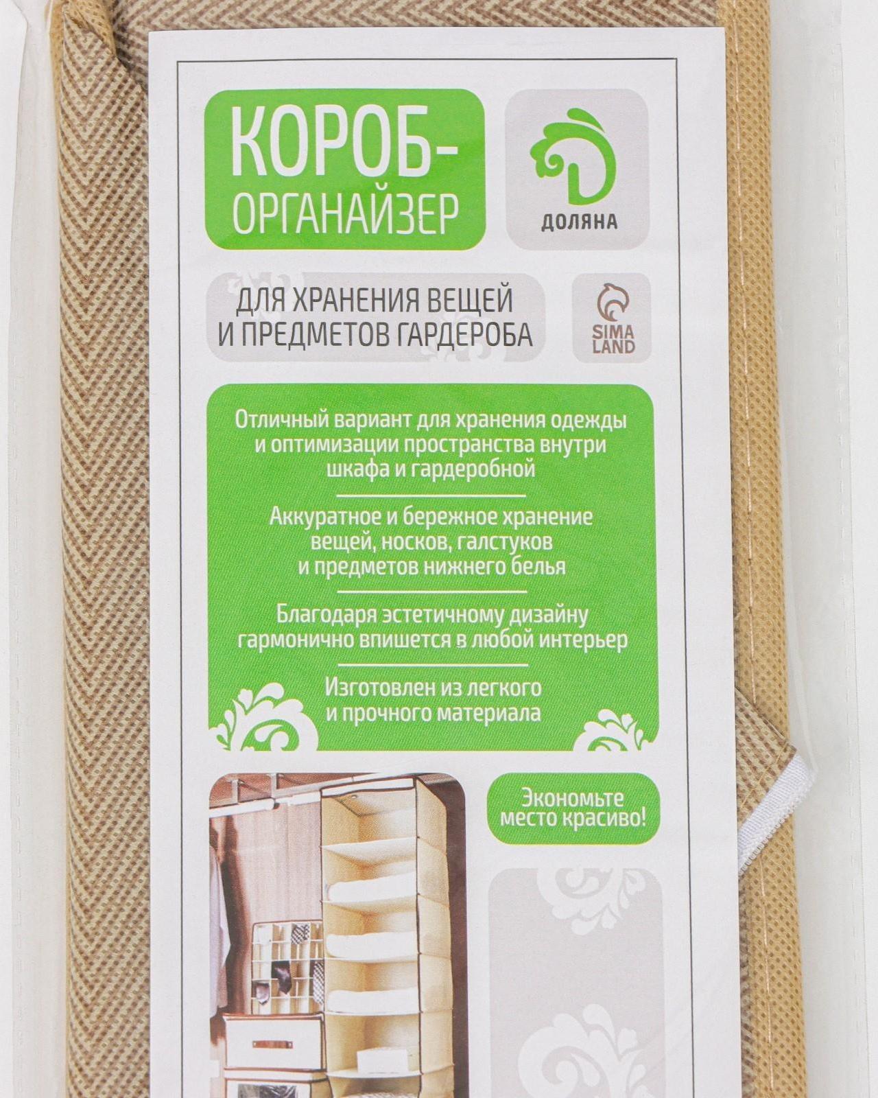 Органайзер для хранения белья Доляна «Гусиная лапка», 12 отделений, 32×24×12 см, цвет бежевый