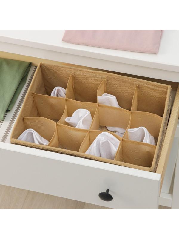 Органайзер для хранения белья Доляна «Гусиная лапка», 12 отделений, 32×24×12 см, цвет бежевый