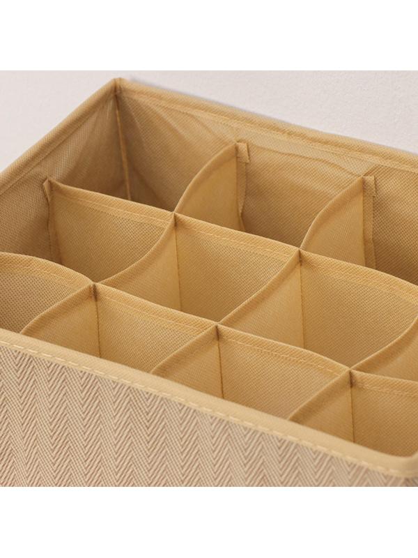 Органайзер для хранения белья Доляна «Гусиная лапка», 12 отделений, 32×24×12 см, цвет бежевый