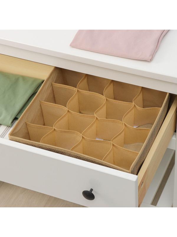 Органайзер для хранения белья Доляна «Гусиная лапка», 16 отделений, 32×32×12 см, цвет бежевый