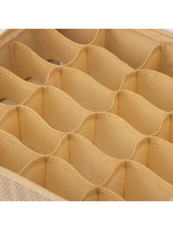 Органайзер для хранения белья Доляна «Гусиная лапка», 24 отделения, 30×33×10 см, цвет бежевый