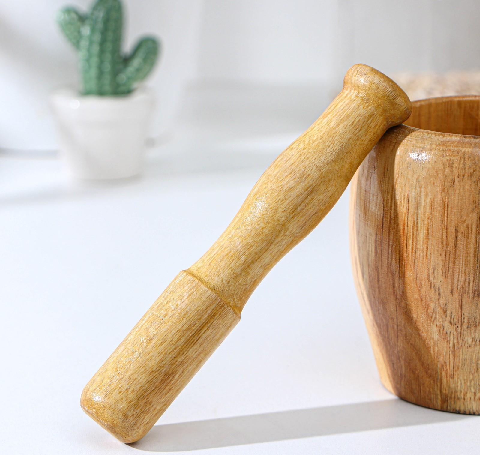 Ступка с толкушкой Доляна «Бамбук», 10 см