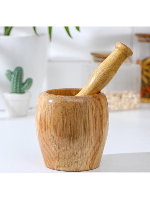 Ступка с толкушкой Доляна «Бамбук», 10 см