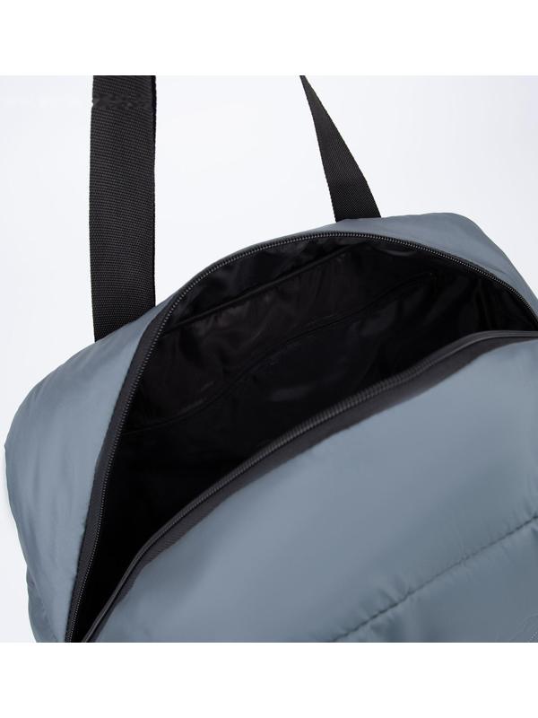 Сумка спортивная на молнии, наружный карман, длинный ремень, цвет серый