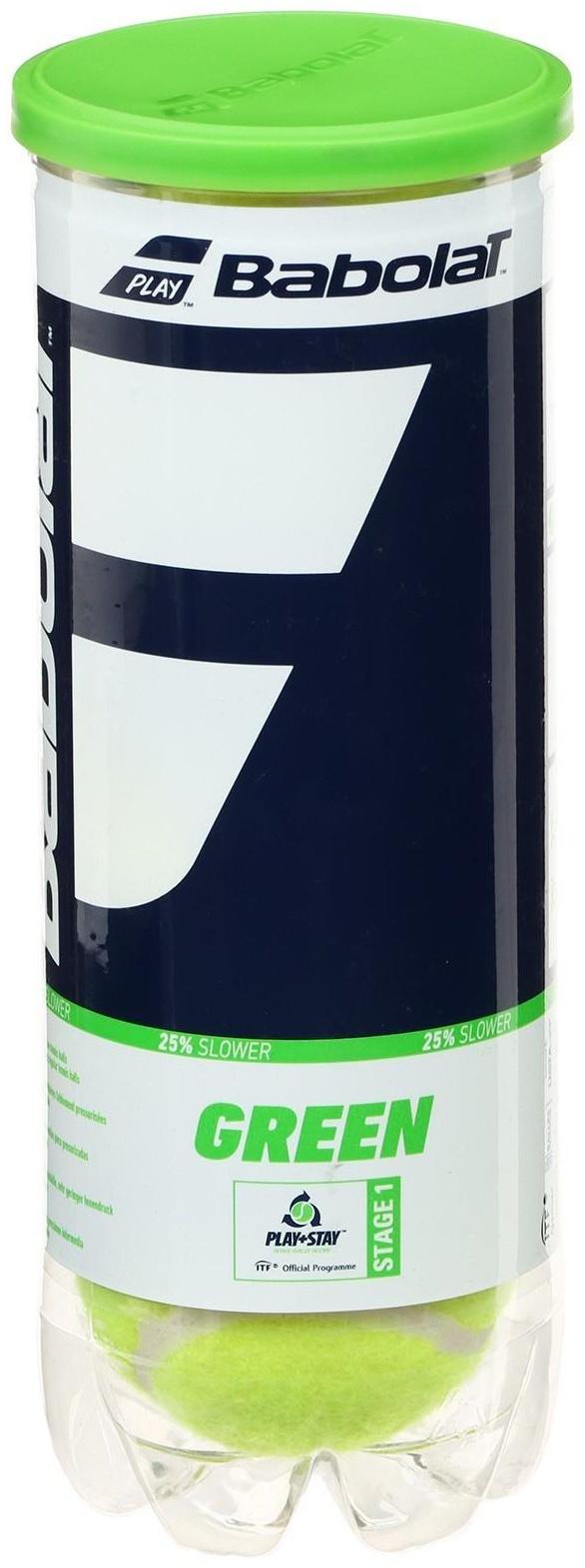 Мяч теннисный детский BABOLAT Green, арт.501066,уп.3 шт, войлок, шерсть, нат.резина,