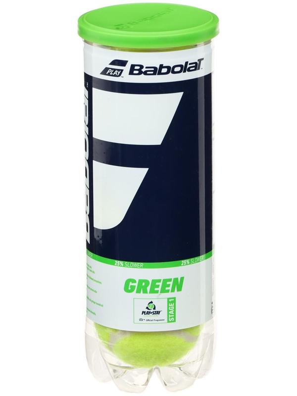 Мяч теннисный детский BABOLAT Green, арт.501066,уп.3 шт, войлок, шерсть, нат.резина,
