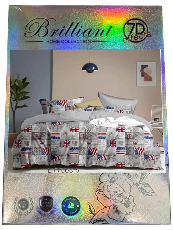 Постельное бельё 1,5сп Brilliant, 145х210, 145х210, 70х70см 2 шт, микрофибра, 100% полиэстер, 65 г/м