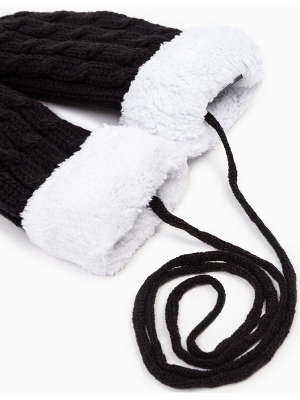 Варежки трикотажные, цвет чёрный, размер 24