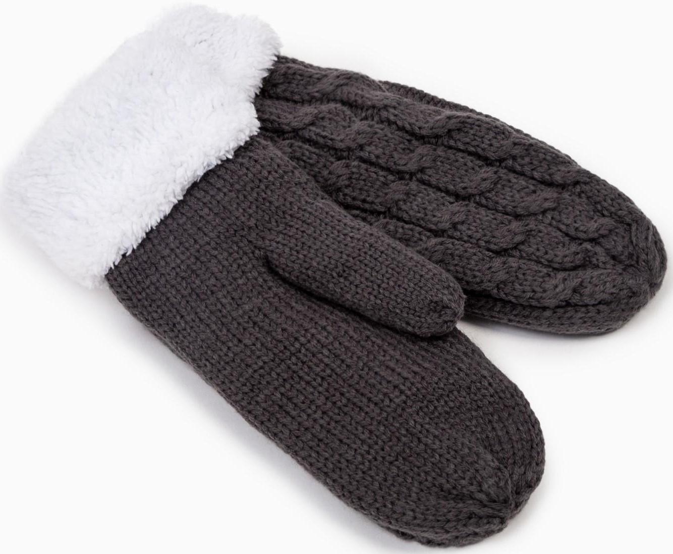 Варежки трикотажные, цвет серый, размер 24