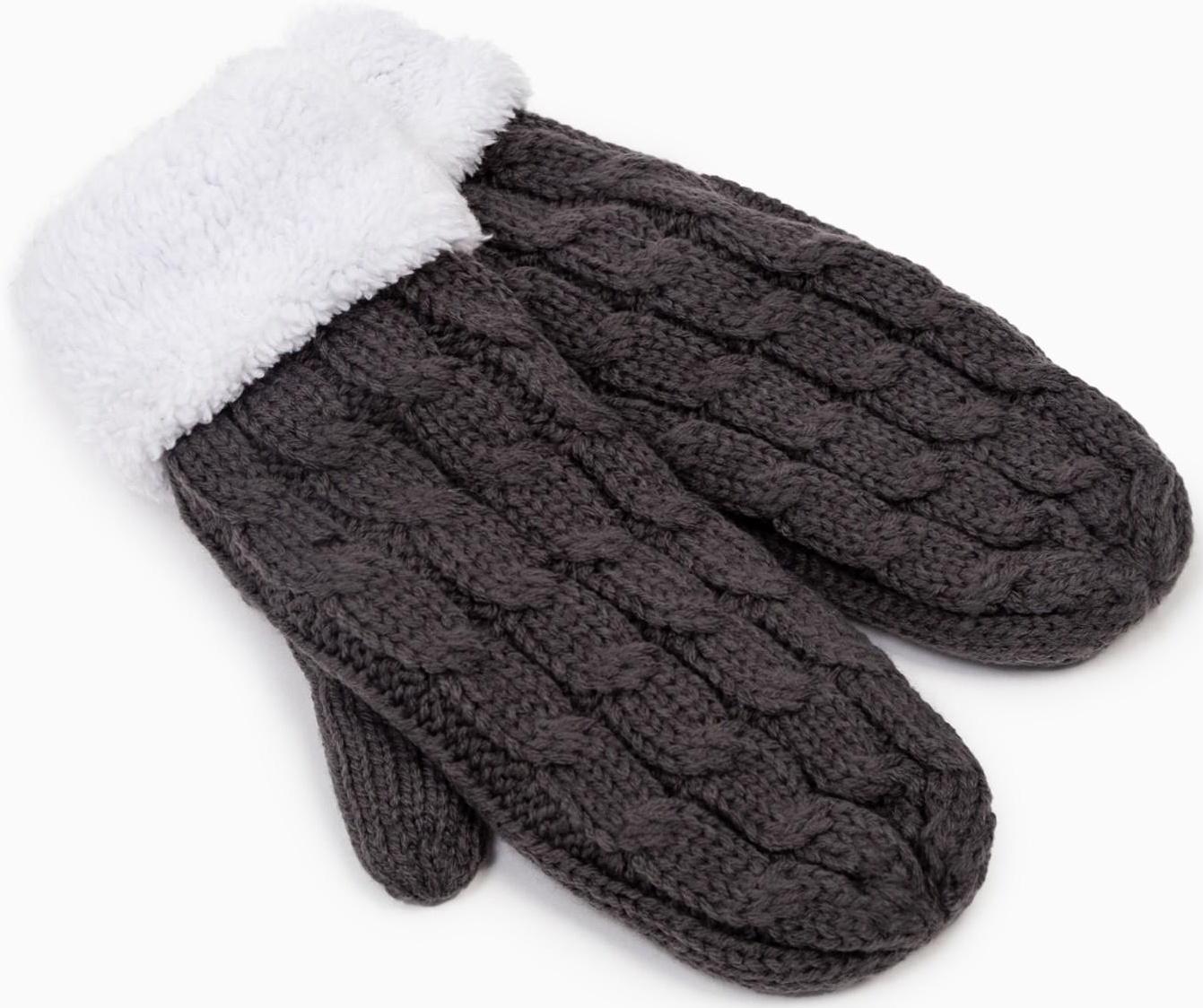 Варежки трикотажные, цвет серый, размер 24