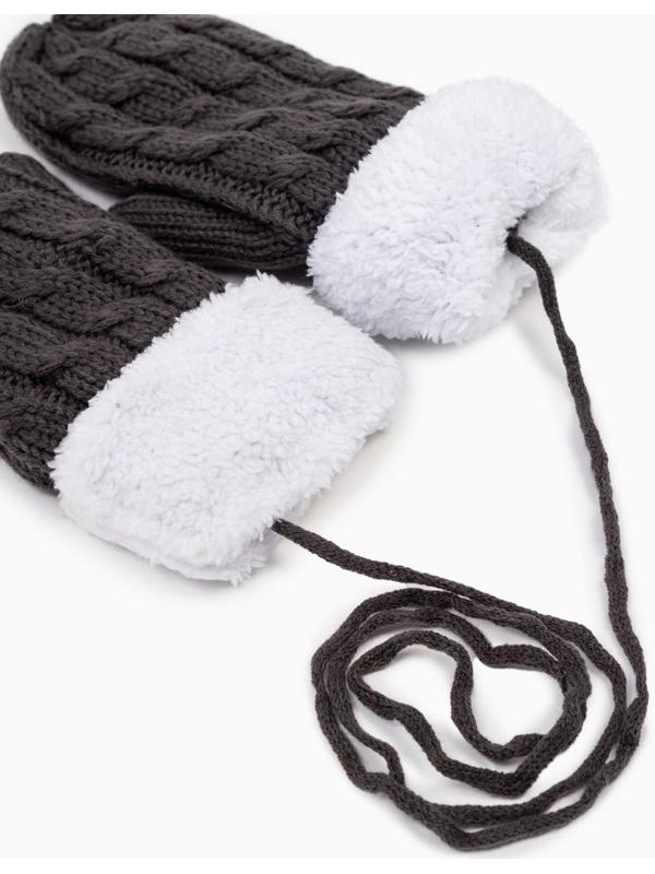 Варежки трикотажные, цвет серый, размер 24