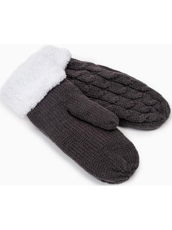 Варежки трикотажные, цвет серый, размер 24