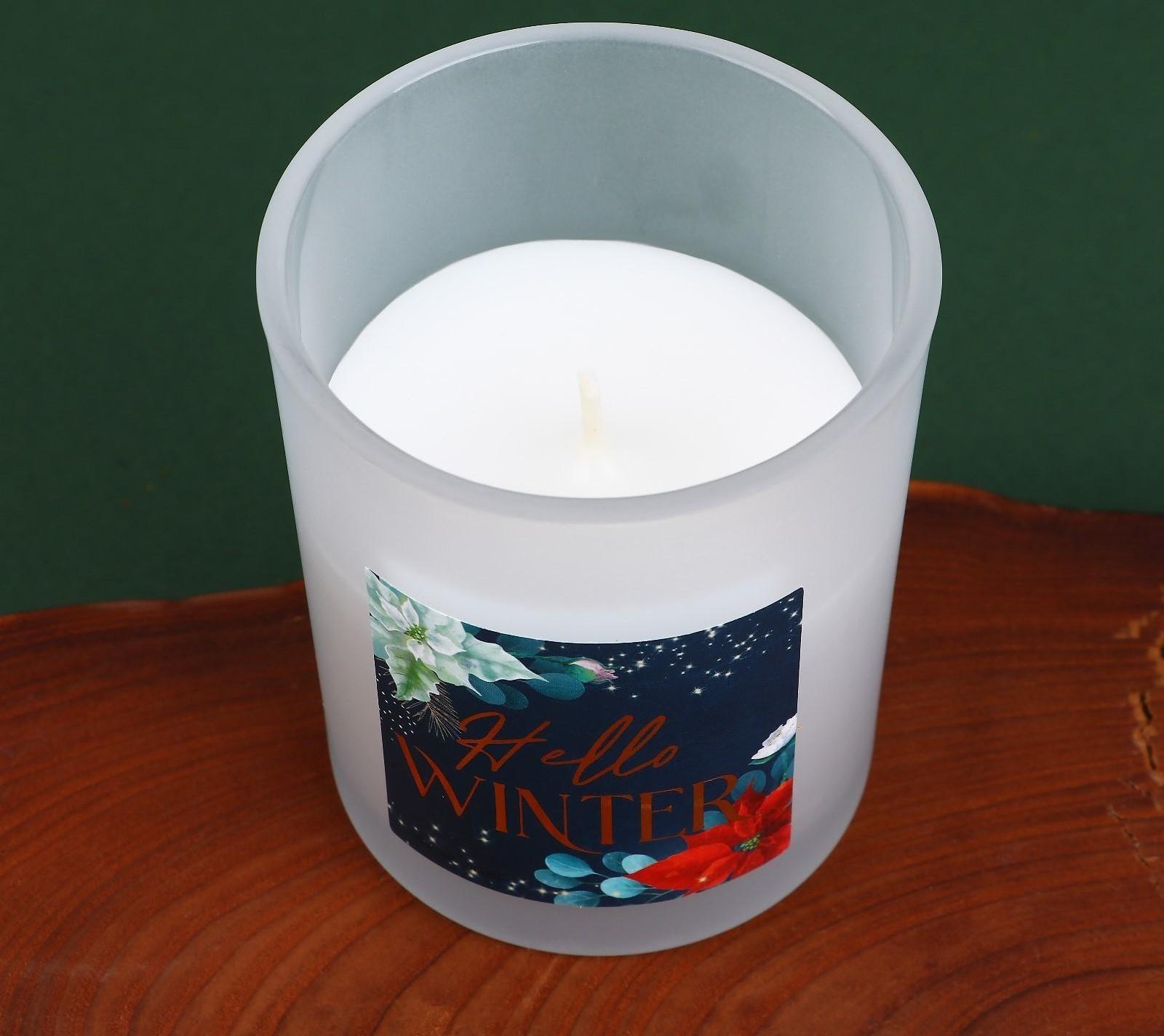 Новогодняя свеча в стакане «Hello winter», аромат еловые шишки, 7 х 7 х 8,5 см.
