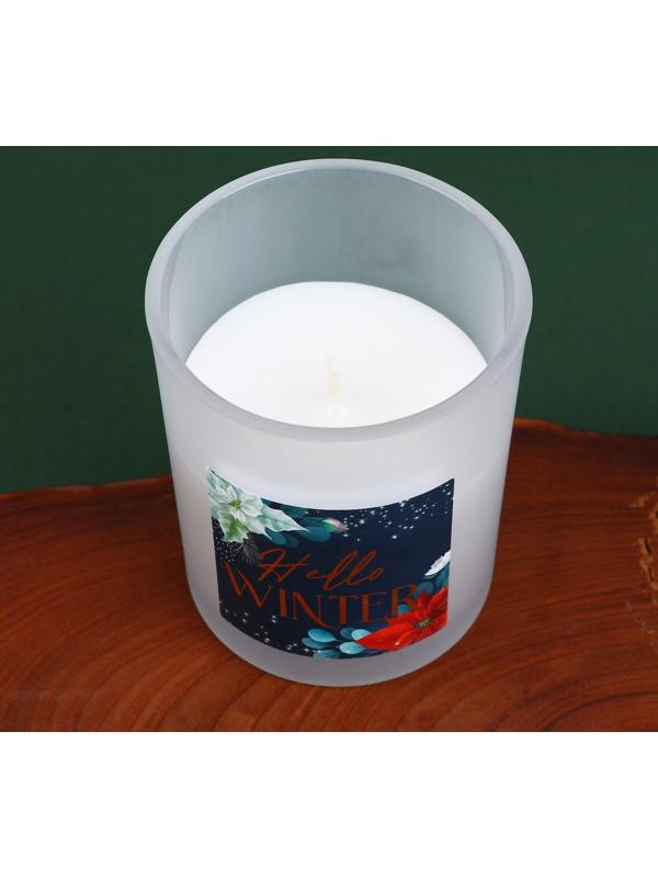 Новогодняя свеча в стакане «Hello winter», аромат еловые шишки, 7 х 7 х 8,5 см.