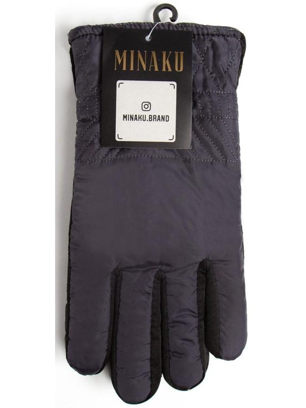 Перчатки зимние мужские MINAKU однотонные, цв.серый, р-р 8 (25 см)