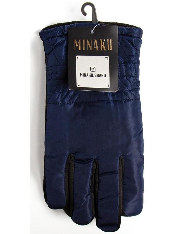 Перчатки зимние мужские MINAKU однотонные, цв.тёмно-синий, р-р 8 (25 см)