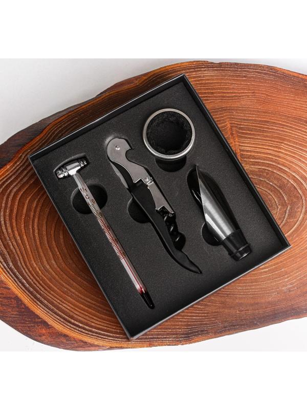 Подарочный набор штопор, аэратор, каплеуловитель, термометр «Мама отдыхает»