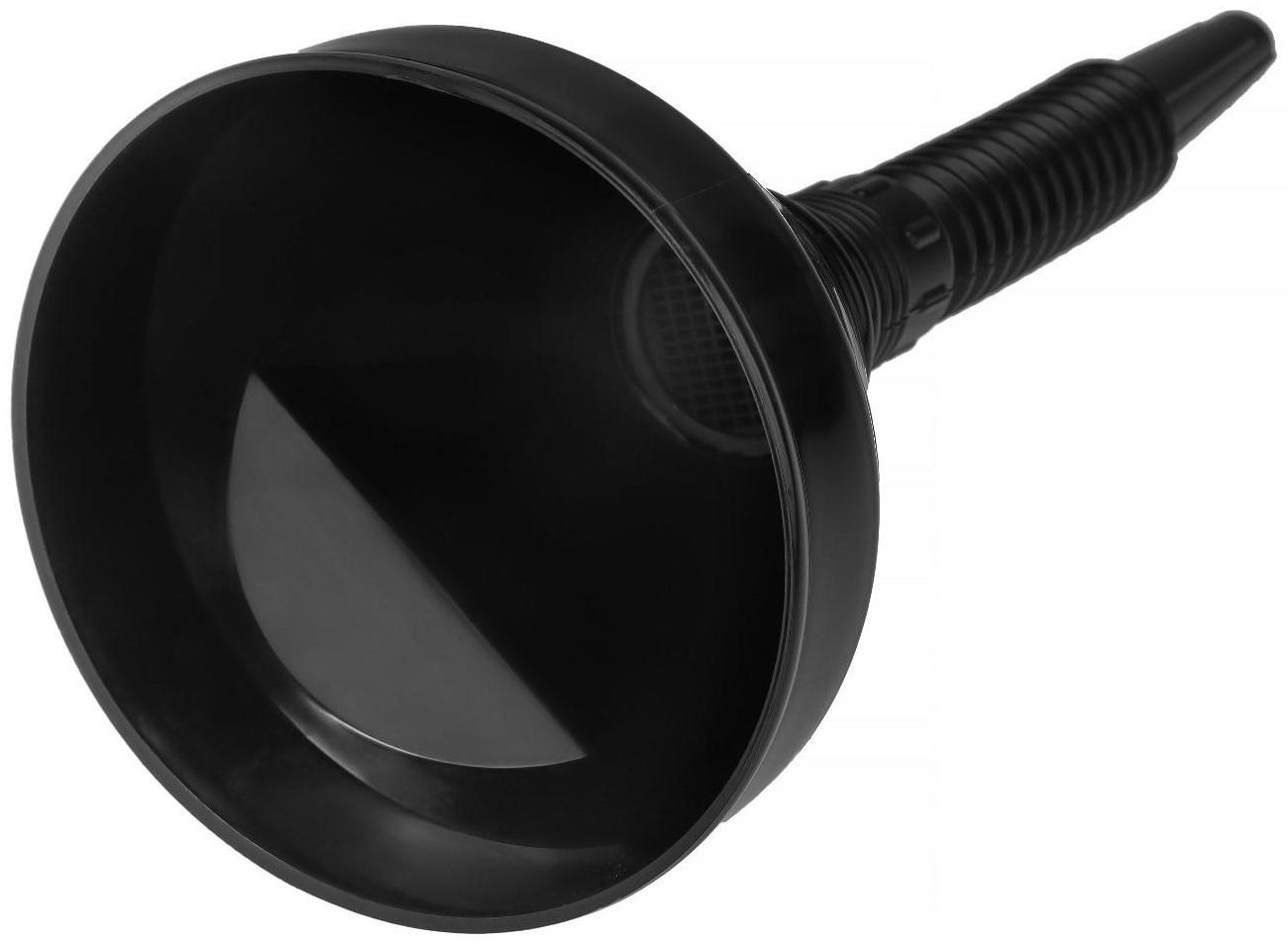 Воронка для ГСМ с сеткой, разборная гофрированная, черная, 140 мм