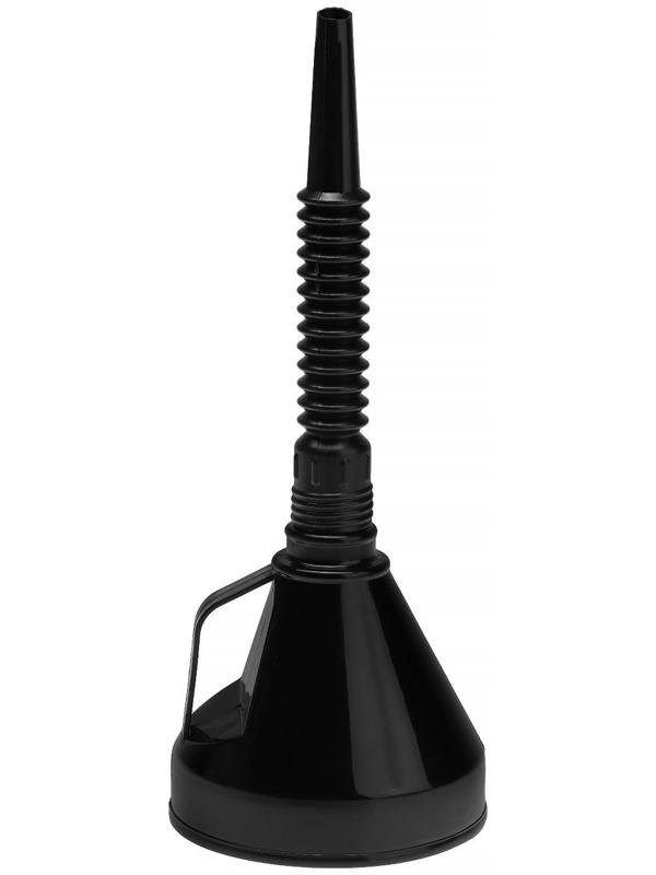 Воронка для ГСМ с сеткой, разборная гофрированная, черная, 140 мм