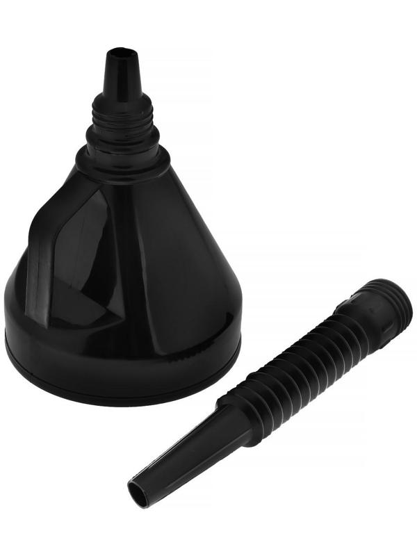 Воронка для ГСМ с сеткой, разборная гофрированная, черная, 140 мм