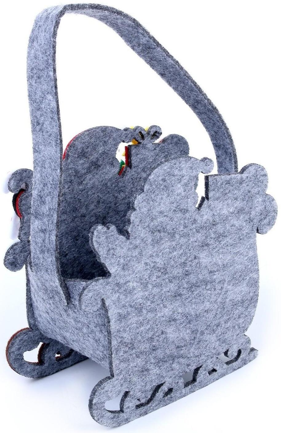 Новогодняя корзинка для декора «Дед Мороз и сани» 13 × 7 × 19 см