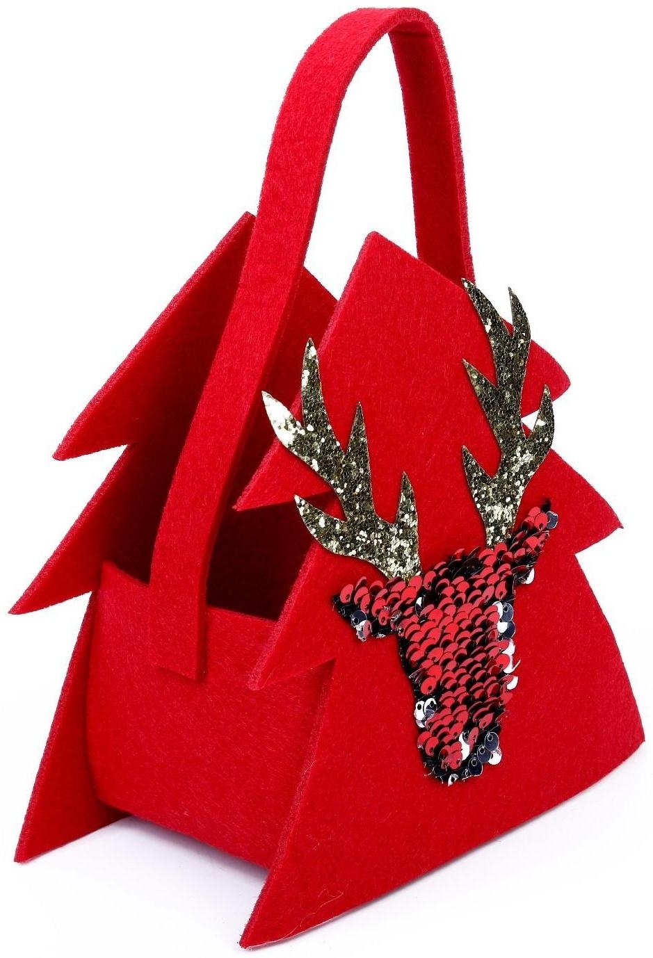 Новогодняя корзинка для декора «Олень» 16 × 10,5 × 19 см