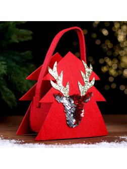 Новогодняя корзинка для декора «Олень» 16 × 10,5 × 19 см